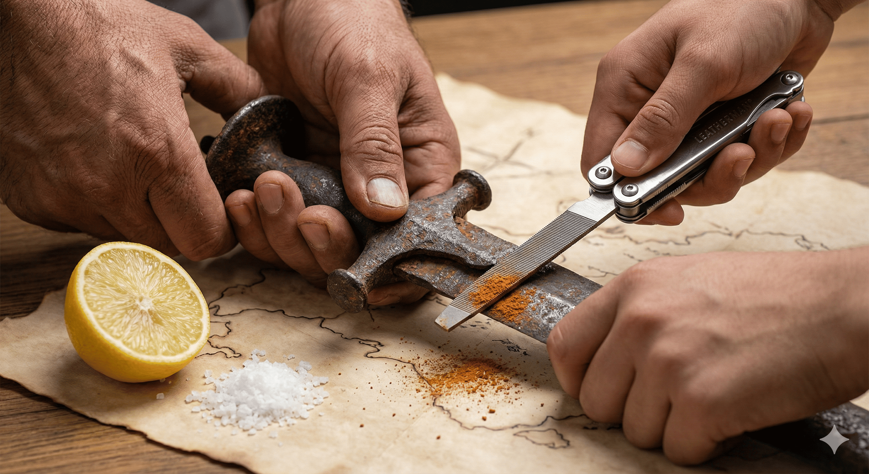 Aarav cleaning the sword